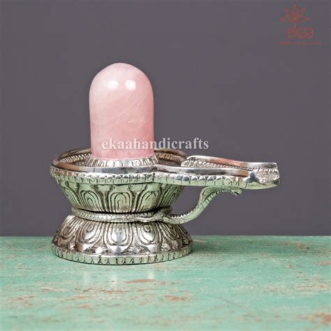 Rose Quartz Shivling with Metal Base – Handcrafted Shiva Lingam for Pu ...