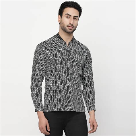 Black & White Polka Shirt With Ribbed Collar | LELA By Varija