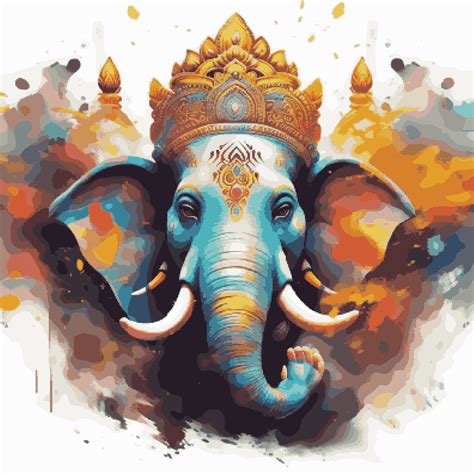 Ganesh ji Face Abstract – PaintWaint