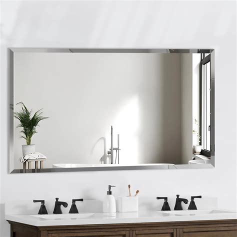 Amazon.com: LAMCHMOR 30x48 Inch Bathroom Mirror Frameless Beveled Edge ...