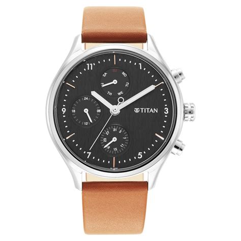 Buy Online Titan Neo Black Dial Quartz Multifunction Leather Strap ...