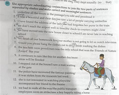 Use appropriate subordinating conjunctions to join the two parts of ...