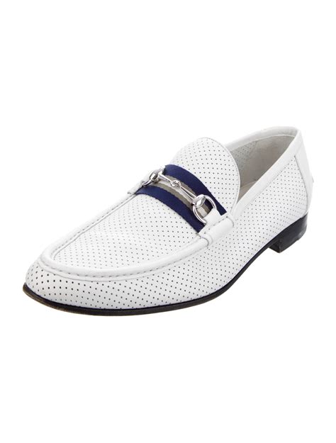 Gucci Leather Colorblock Pattern Loafers - White Loafers, Shoes ...
