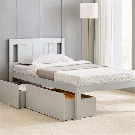 Buy Helios Taylor Lyra Single Bed with Drawers - Grey from Helios by ...