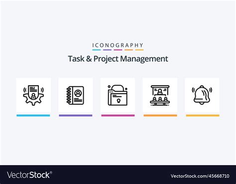 Task and project management line 5 icon pack Vector Image