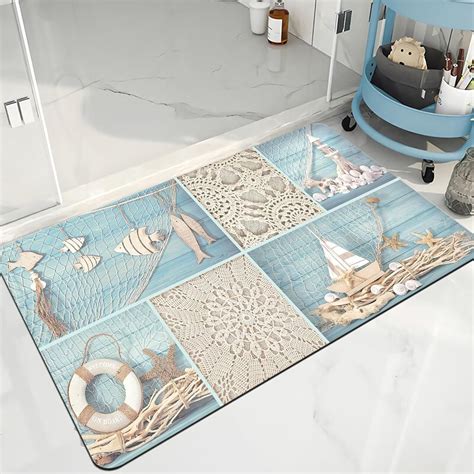 AGAATI Bath Rug-Quick Dry Absorbent Rubber Backed Thin Bathroom Rugs ...