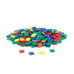 100 Colorful 25mm Plastic Square Tile Counters : for Counting, Addition ...