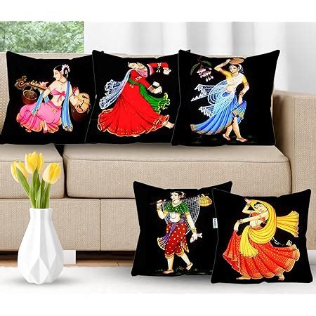 Buy Ayodha Art Décor Hand Embroidered Cushion Cover Traditional ...