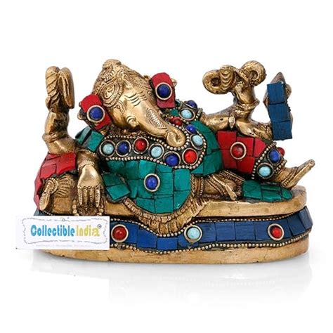 Buy Collectible India Brass Resting Ganesha Idol Hindu God Ganesh ...