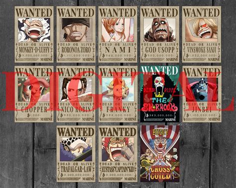 One Piece Wanted Posters All Straw Hat Pirates Wanted Posters 17Pcs