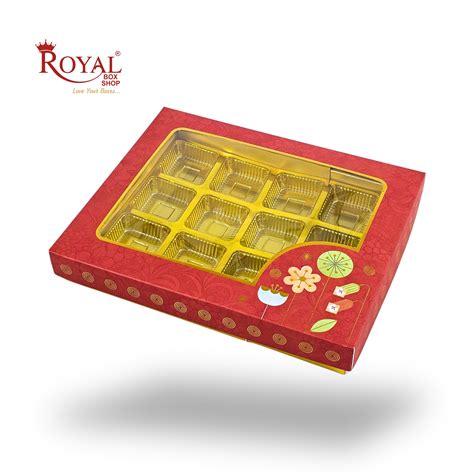 RoyalBoxShop® 12 Cavity Chocolate Box | RCH-12 D2 | Window Lid | Golde ...