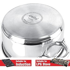 Cello Steelox Stainless Steel Induction Base Steamer with Glass Lid ...