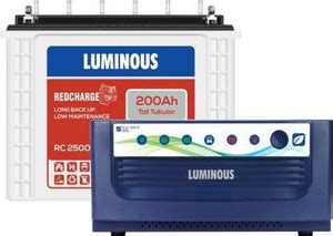 LUMINOUS Eco Volt + 1550 with RC25000 200Ah Tubular battery Pure Sine ...
