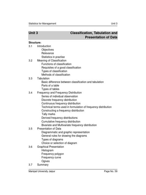 Classification and Tabulation of Data BBA 的图像结果