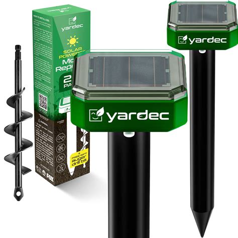 YARDEC Gopher Repellent Ultrasonic Solar Powered (2-Pack) - Easy to Use ...