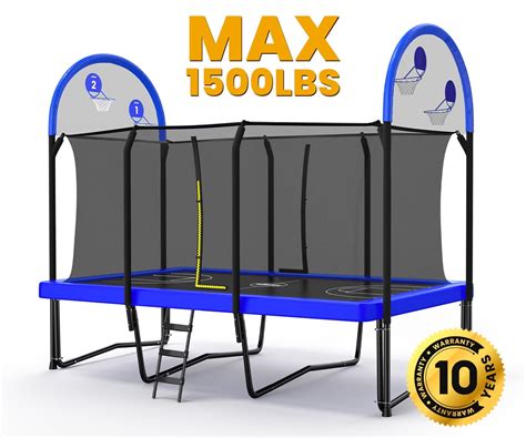 Zupapa Rectangle Trampoline Basketball Hoop 10x17FT 9X15FT 8X14FT ...
