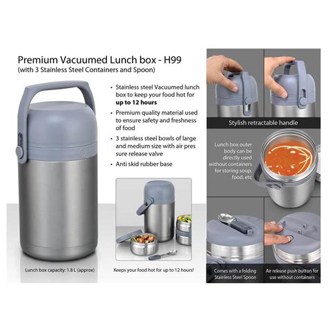 Premium SS Lunch Box With 3 SS Containers And Spoon - H99 – Marsh Clothing