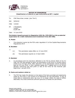 Fillable Online NOTICE OF PERMISSION Classification of interim or year ...