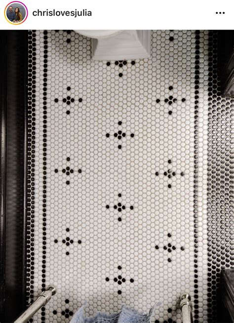 Black and White Penny Tile Bathroom Floor