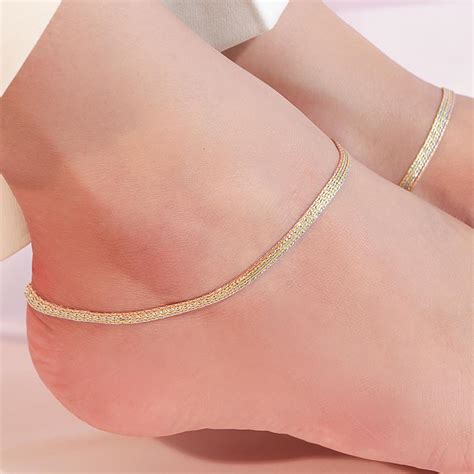 Buy Eternal Layered Dual Tone Plated Silver Chain Anklet – Zavya