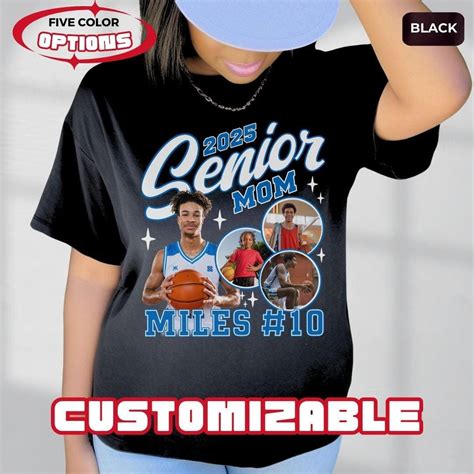 Custom Photo Collage Basketball Senior Mom or Dad Shirt With 90s-style ...