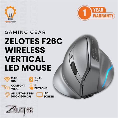 Jual Zelotes F26C Ergonomic Wireless Vertical Gaming Mouse 2.4GHz and ...