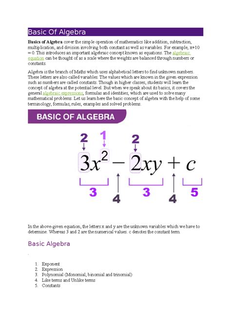 Image result for Basic Concept of Algebra