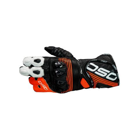 DSG Leather Race PRO V1 Motorcycle Racing Glove(Color - Black Red Fluo ...