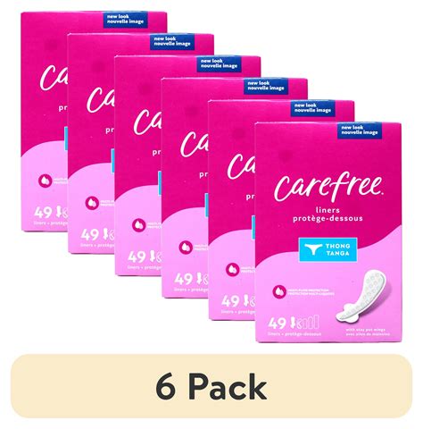 (6 pack) Carefree Thong Pantyliners with Wings, Regular, Unscented, 49 ...