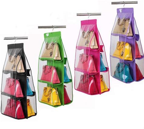 KIRFIZ 6 Pockets Hanging Purse Handbag Organizer Hanging Shelf Bag ...