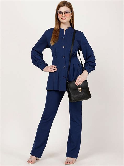 FUTURO Mandarin Collar Gathered Shirt With Trousers - Price History