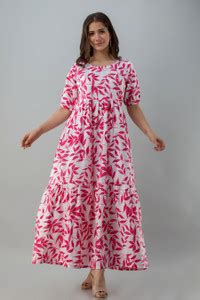 Twirl Tales Women A-line Pink, White Midi/Calf Length Dress - Buy Twirl ...