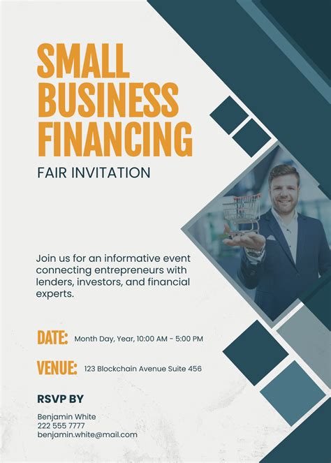 Free Small Business Financing Fair Invitation Card Template to Edit Online