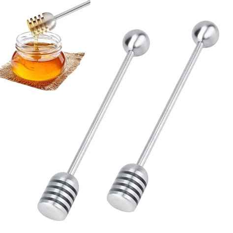 2 Pcs Honey Dipper, Stainless Steel Honey Dipper Stick Honey and Syrup ...