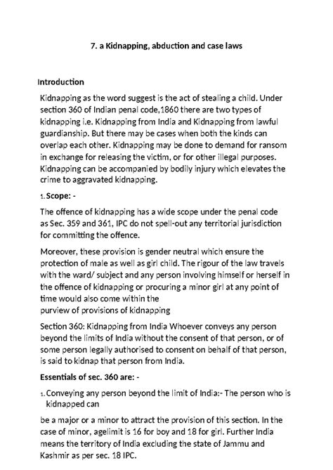 Document - a Kidnapping, abduction and case laws Introduction ...