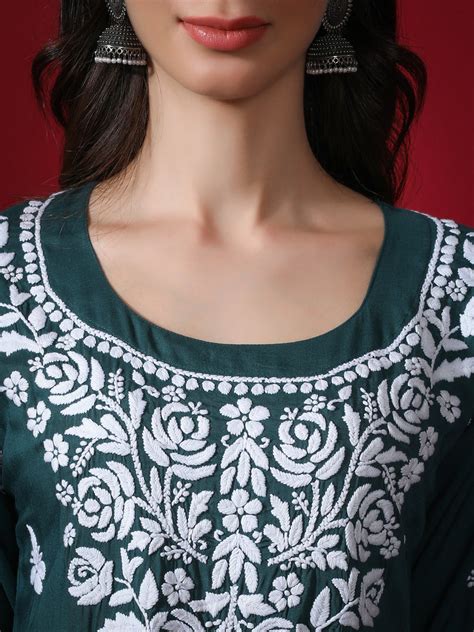 Seva Chikan Hand Embroidered Modal Cotton Chikankari Kurta With Palazz