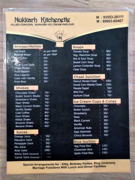 Menu at Nukkarh Kitchenette A Family Restaurant, Jagadhri