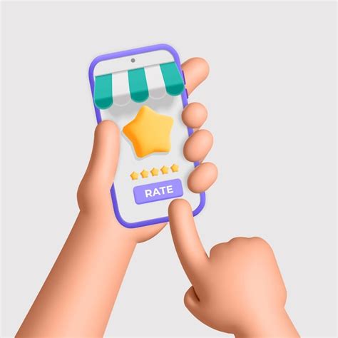 Le mani vettoriali 3d tengono lo smartphone scelgono il feedback ...