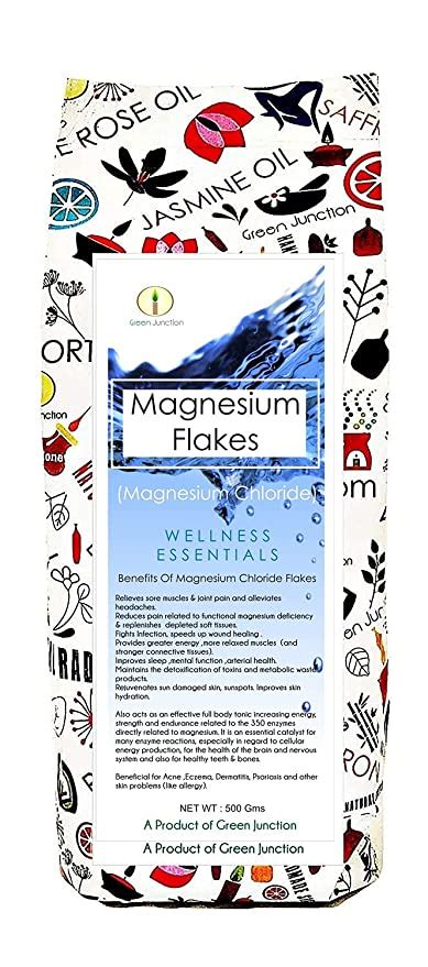 Buy Green Junction Magnesium Bath Flakes, 500 Gm (Great Bath Soak for ...