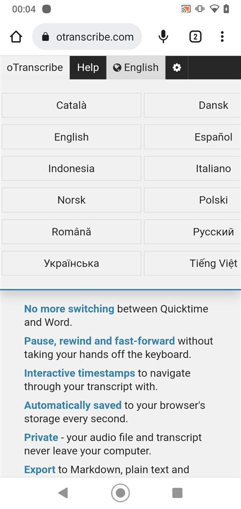 oTranscribe Online auf Deutsch - Kostenlos