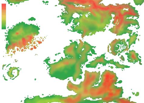 The map of Ultima tyr, shown in elavation, sea depth+tectonic plates, and average temperature ...