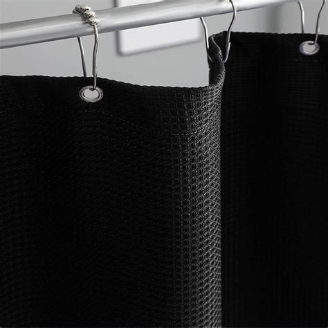 Buy Luxury Hotel Waffle Weave Black Shower Curtain Set, 230GSM Heavy ...