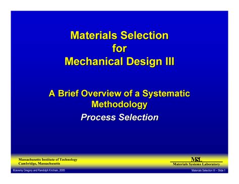 Economic & Environmental Issues In Materials Selection - Massachusetts ...