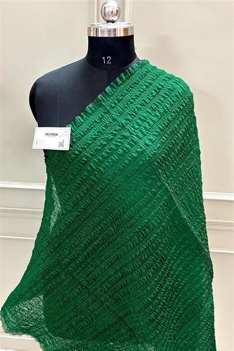 Bottle Green Crush Banarasi Silk Dupatta – Mohsin Textiles