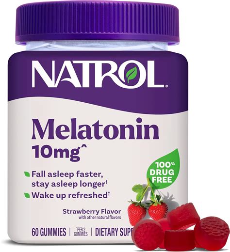 Amazon.com: Natrol Gomitas de melatonina con sabor a fresa de 10 mg : Salud y Hogar