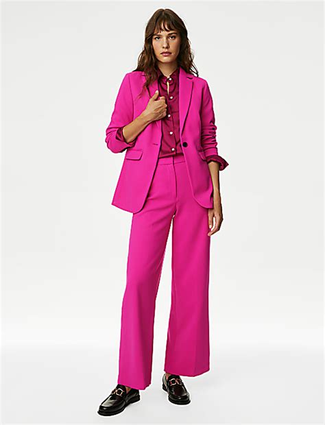 Buy Crepe Tab Detail Wide Leg Trousers at Marks & Spencer
