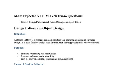 Most Expected VTU M.Tech Exam Questions: Design Patterns & Reuse ...
