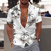 Men's Coconut Tree Tropical Plants Shirt Summer Hawaiian Shirt Aloha ...