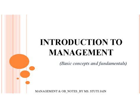 MANAGEMENT OB NOTES: Key Concepts and Fundamentals by Stuti Jain - Studocu