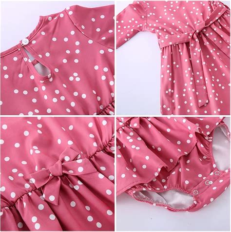 Buy Mommy and Me Dresses Plaid Polka Dot Midi Ruffle Dress Self Tied ...